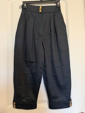 CHANEL Navy-Black High-Waist Pleated Trousers